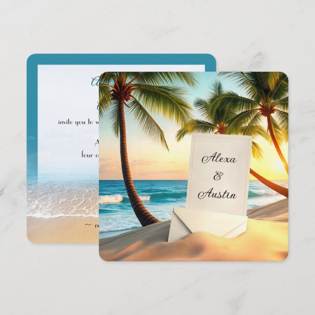 Invitación a bodas de playa (Anverso / Reverso)