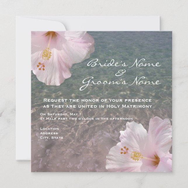 Invitación a bodas de playa tropical (Anverso)