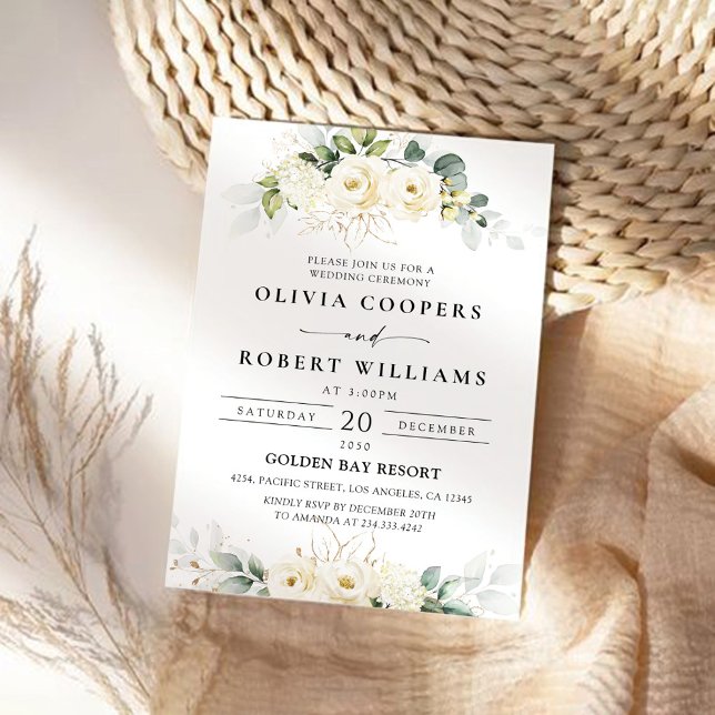 Invitación a bodas de rosas blancas verdes (Subido por el creador)