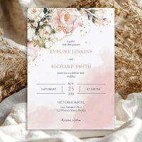 Invitación a bodas de Rosas florales rosados de Ru