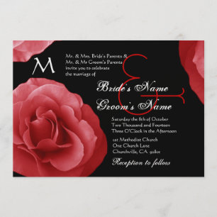 Invitación a bodas de rosas rojas metálicas