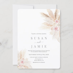Invitación a bodas de Rubor Pink Pampas Boho