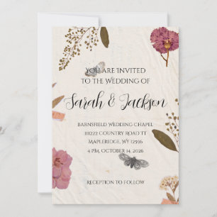 Invitación a bodas de Shabby Chic Boda con flores 