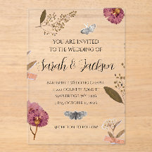 Invitación a bodas de Shabby Chic Boda con flores 