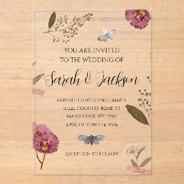 Invitación a bodas de Shabby Chic Boda con flores