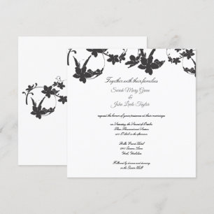 Invitación a bodas de silueta de flores simples Cu
