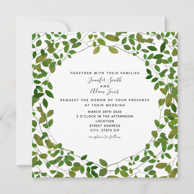 Invitación a bodas de vegetación botánica (Anverso)