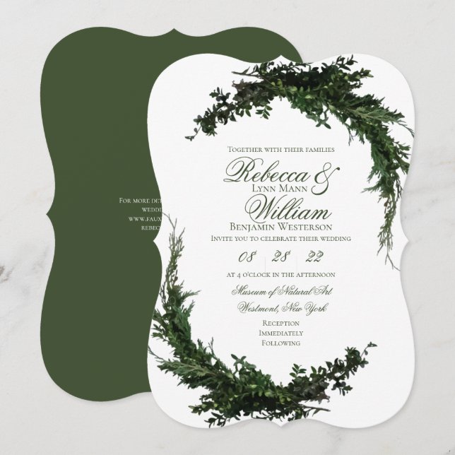 Invitación a bodas de vegetación botánica (Anverso / Reverso)