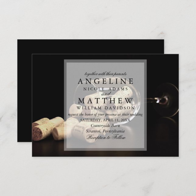 Invitación a bodas de viñedos con temas de vino rú (Anverso / Reverso)