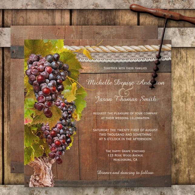 Invitación a bodas de viñedos con temas de vino rú (Subido por el creador)