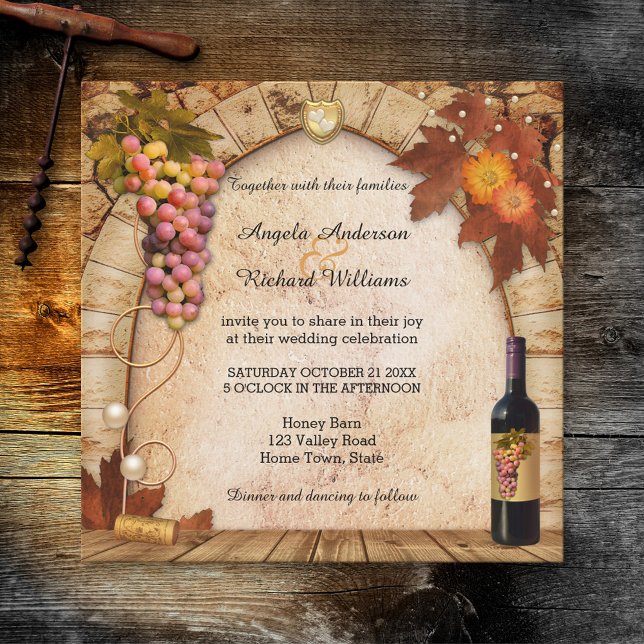 Invitación a bodas de vino o viñedo Rústico (Subido por el creador)