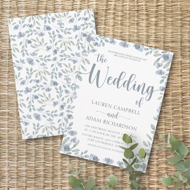 Invitación a bodas del Boho Floral Blue Eucalyptus (Subido por el creador)