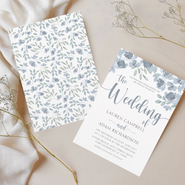 Invitación a bodas del Boho Floral Blue Eucalyptus (Subido por el creador)