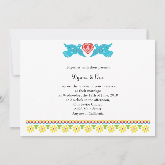 Invitación a bodas del papel picado mexicano (Anverso)