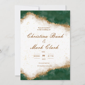 Invitación a bodas doradas y verdes