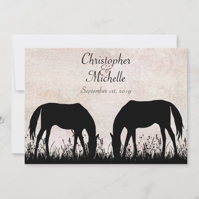 Invitación a bodas ecuestres de caballos (Anverso)