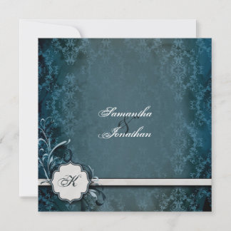 Invitación a bodas Elegante Monograma Damasco Vint