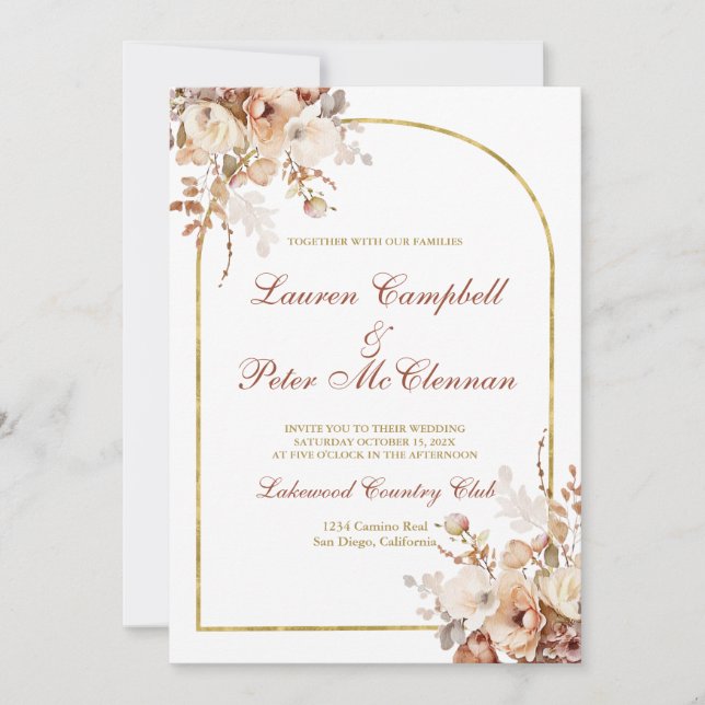 Invitación a bodas en Boho (Anverso)