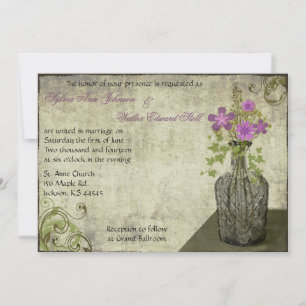 Invitación a bodas en botellas de flores de época