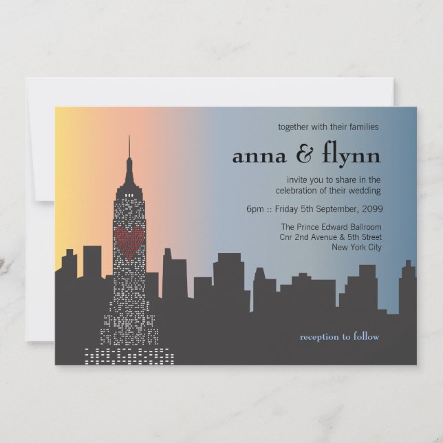 Invitación a bodas en el paisaje urbano de Nueva Y (Anverso)