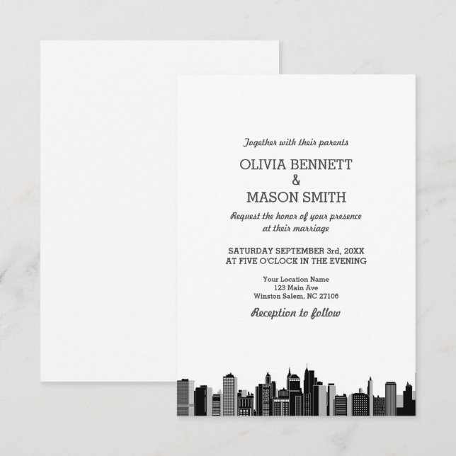 Invitación a bodas en el paisaje urbano de Nueva Y (Anverso / Reverso)