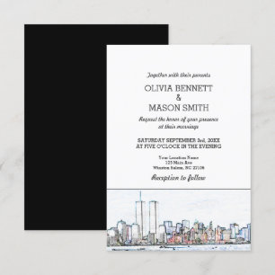 Invitación a bodas en el paisaje urbano de Nueva Y