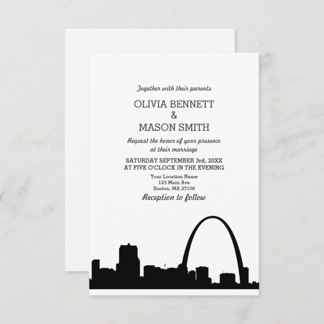 Invitación a bodas en el paisaje urbano de St Loui (Anverso / Reverso)
