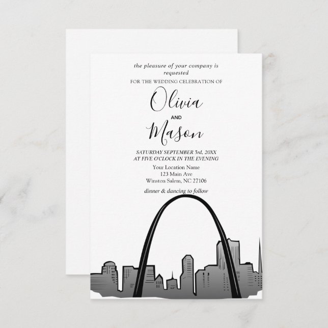 Invitación a bodas en el paisaje urbano de St Loui (Anverso / Reverso)