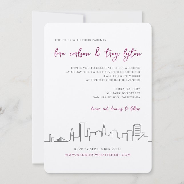 Invitación a bodas en el Skyline City de San Franc (Anverso)