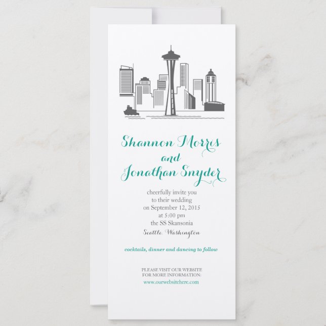 Invitación a bodas en el Skyline de Seattle (Anverso)