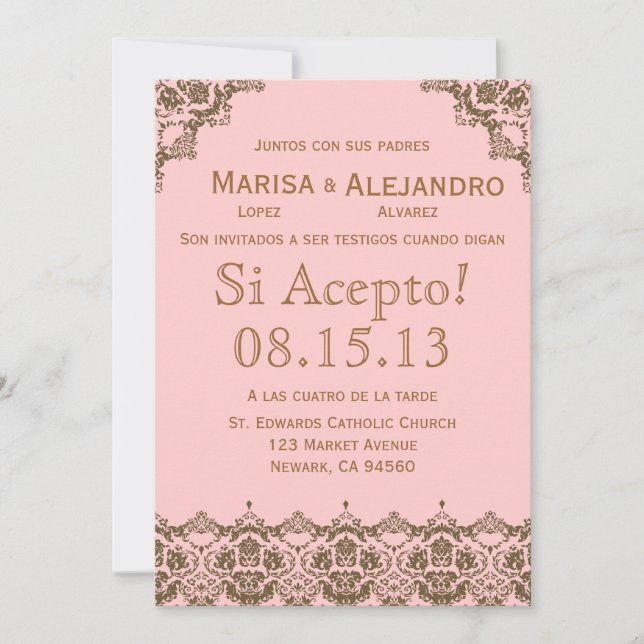 Invitación a bodas en español (Anverso)