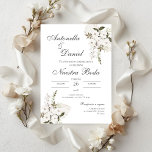 Invitación a bodas en floral verde sabio en españo<br><div class="desc">Invitación nupcial de Boho en español invitación de boda en español blancas</div>