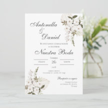 Invitación a bodas en floral verde sabio en españo