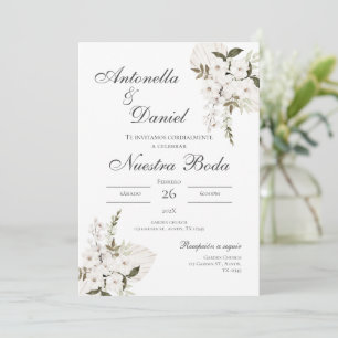 Invitación a bodas en floral verde sabio en españo