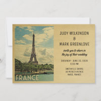 Invitación a bodas en Francia Torre Eiffel de Parí