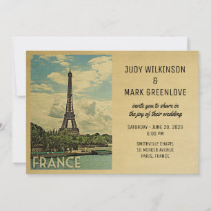 Invitación a bodas en Francia Torre Eiffel de Parí