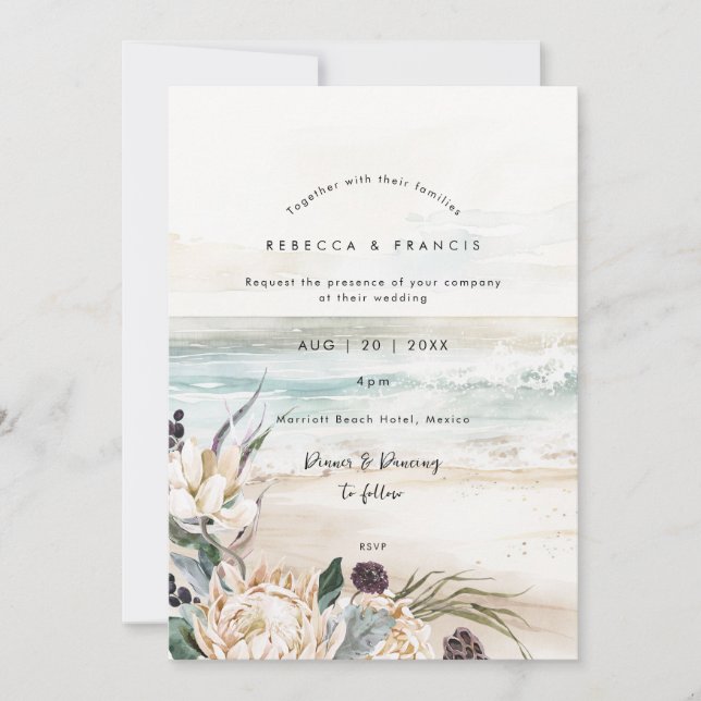 invitación a bodas en la playa de florines tropica (Anverso)