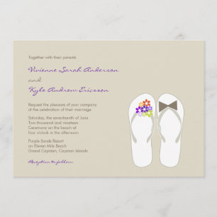 Invitación a bodas en la playa de Mr & Mrs Purple 