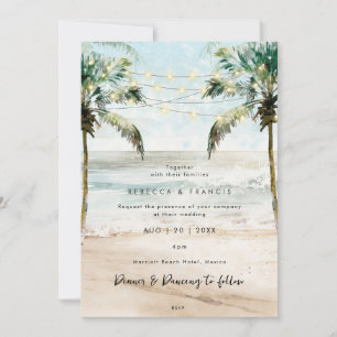 invitación a bodas en la playa de palmeras tropica