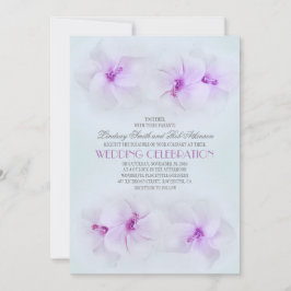 invitación a bodas en la playa púrpura con hibiscu