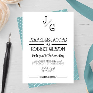 Invitación a bodas en monograma de granja