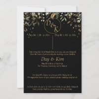 Invitación a bodas en negro/oro en inglés/vietnami