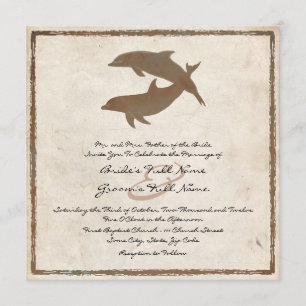 Invitación a bodas en playa de delfines rusos
