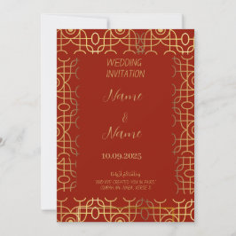 Invitación a bodas en rojo y oro