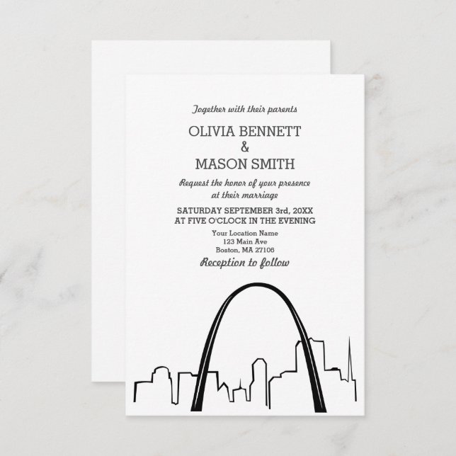 Invitación a bodas en St Louis Skyline Cityscape (Anverso / Reverso)