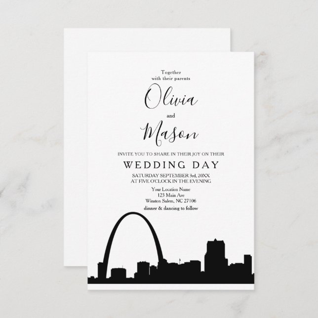 Invitación a bodas en St Louis Skyline Cityscape (Anverso / Reverso)