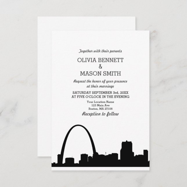 Invitación a bodas en St Louis Skyline Cityscape (Anverso / Reverso)