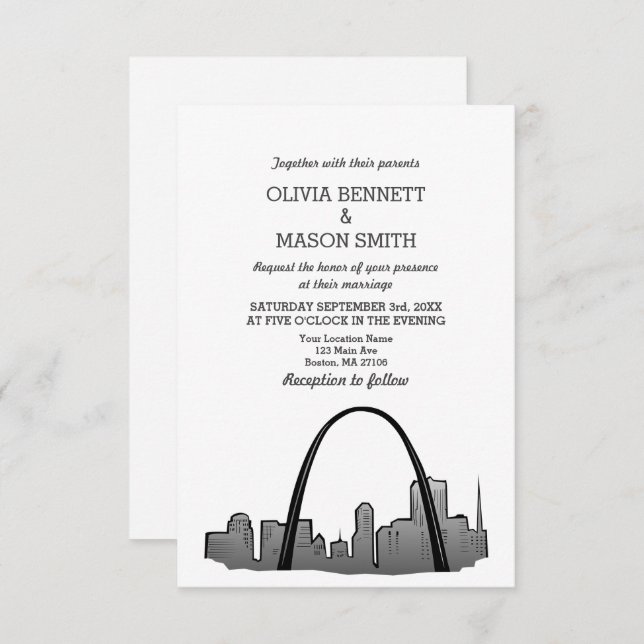 Invitación a bodas en St Louis Skyline Cityscape (Anverso / Reverso)