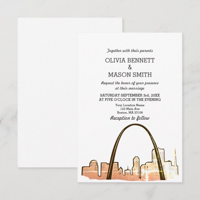 Invitación a bodas en St Louis Skyline Cityscape (Anverso / Reverso)