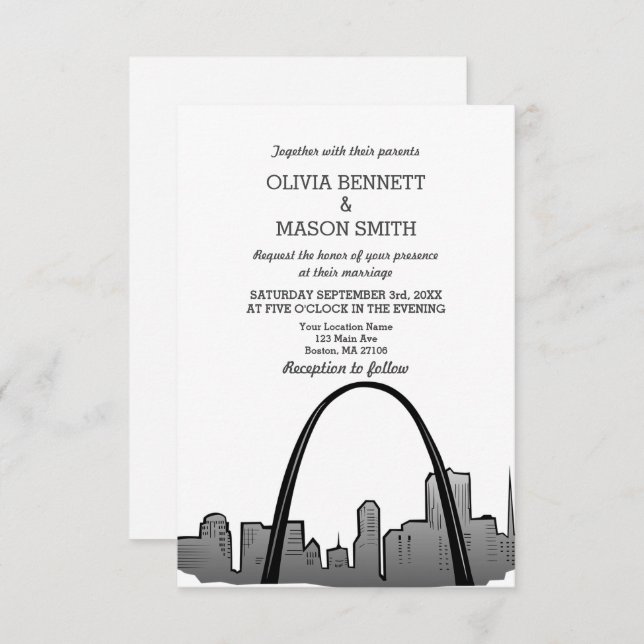Invitación a bodas en St Louis Skyline Cityscape (Anverso / Reverso)